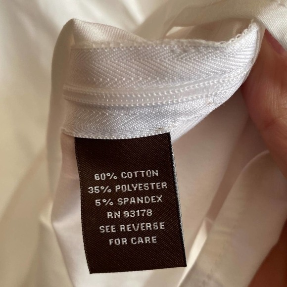 Adrienne Vittadini White Collared Babydoll Collared Blouse Shirred Sleeves Small - Picture 9 of 9